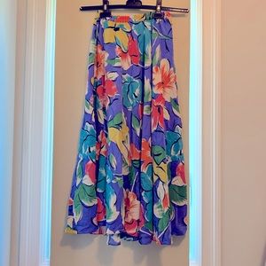 Vintage silk tropical print skirt